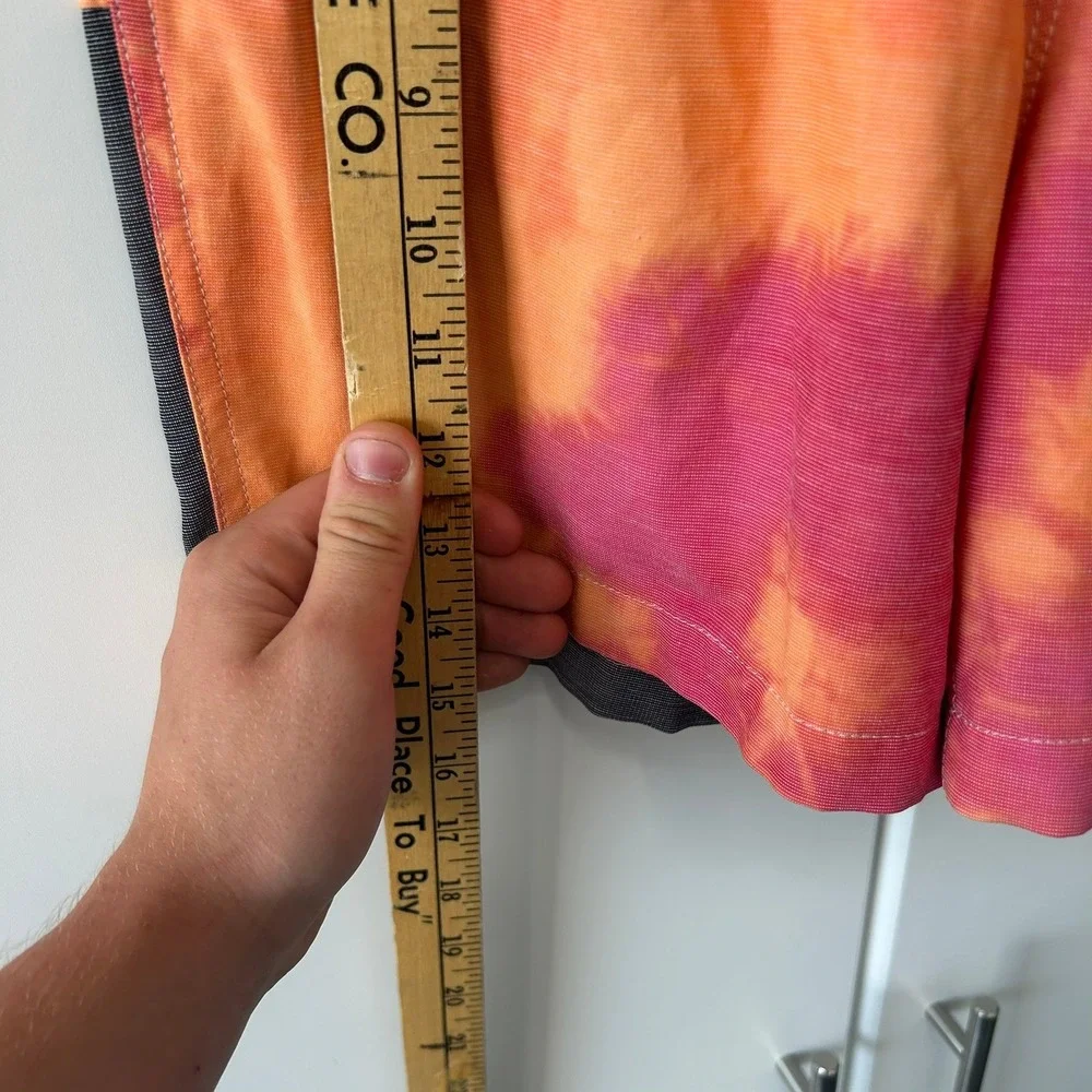 Quiksilver Boys Orange Pink Tie Dye Board Shorts Logo Swim Trunks Size L 14